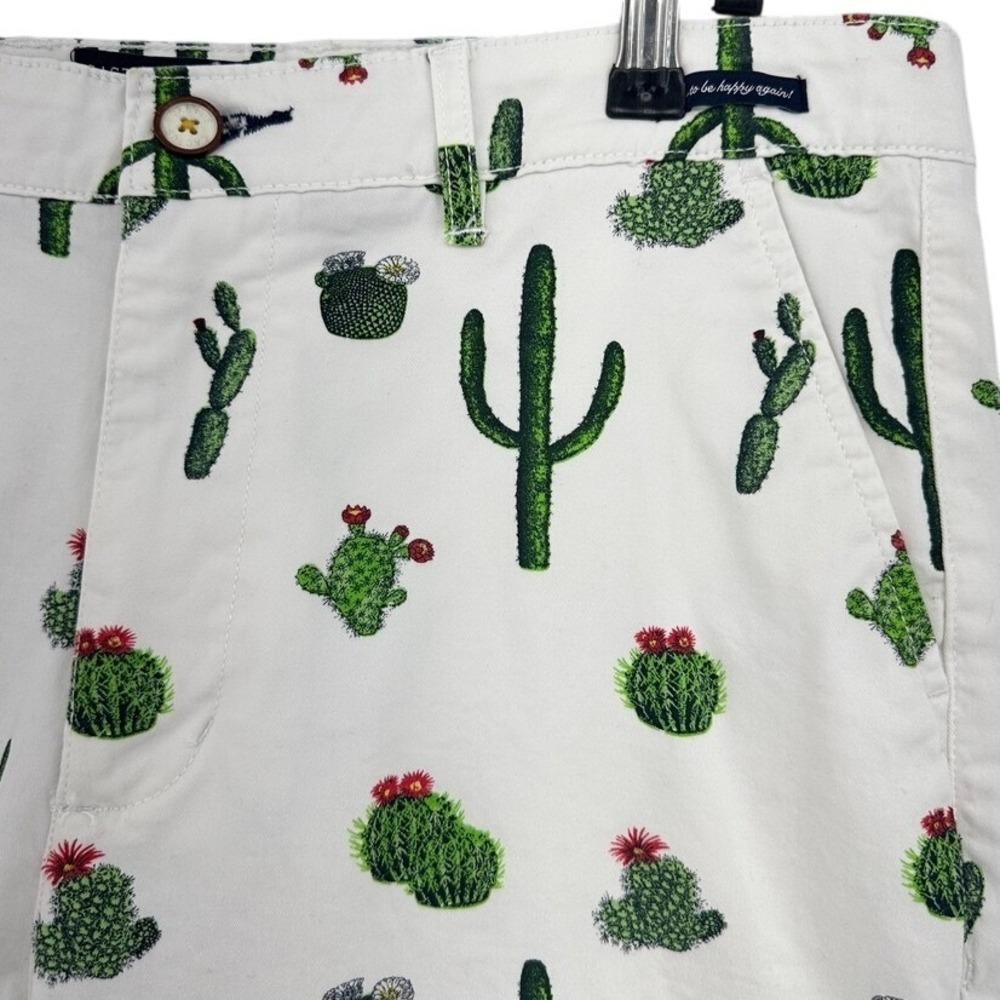 Cactus Man Ricky Singh Mens White Embroidered Cactus Chino Shorts Size 34
